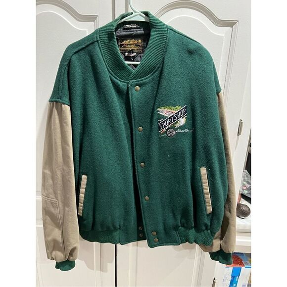 1993 Eddie Bauer Sport Shop Fishing Letterman Varsity Bomber Jacket 2XL